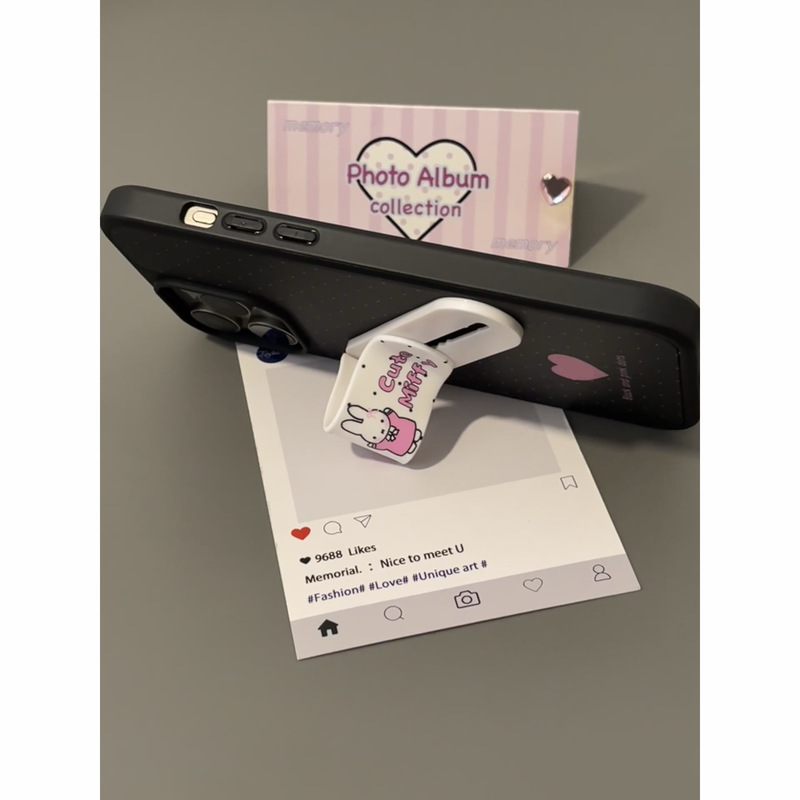 Heart-Shaped Polka Dot Miffy Case for Apple iPhone 17, Band-Aid Stand for iPhone 15, Matte Finish for iPhone 16, Korean Style for iPhone 13, for iPhone 14