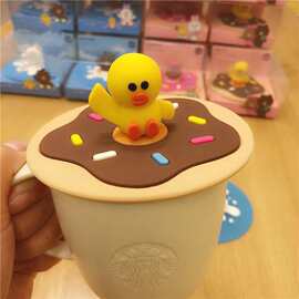 跨境儿童卡通水杯盖 食品级硅胶防尘杯盖 可爱配件批发跨境专供