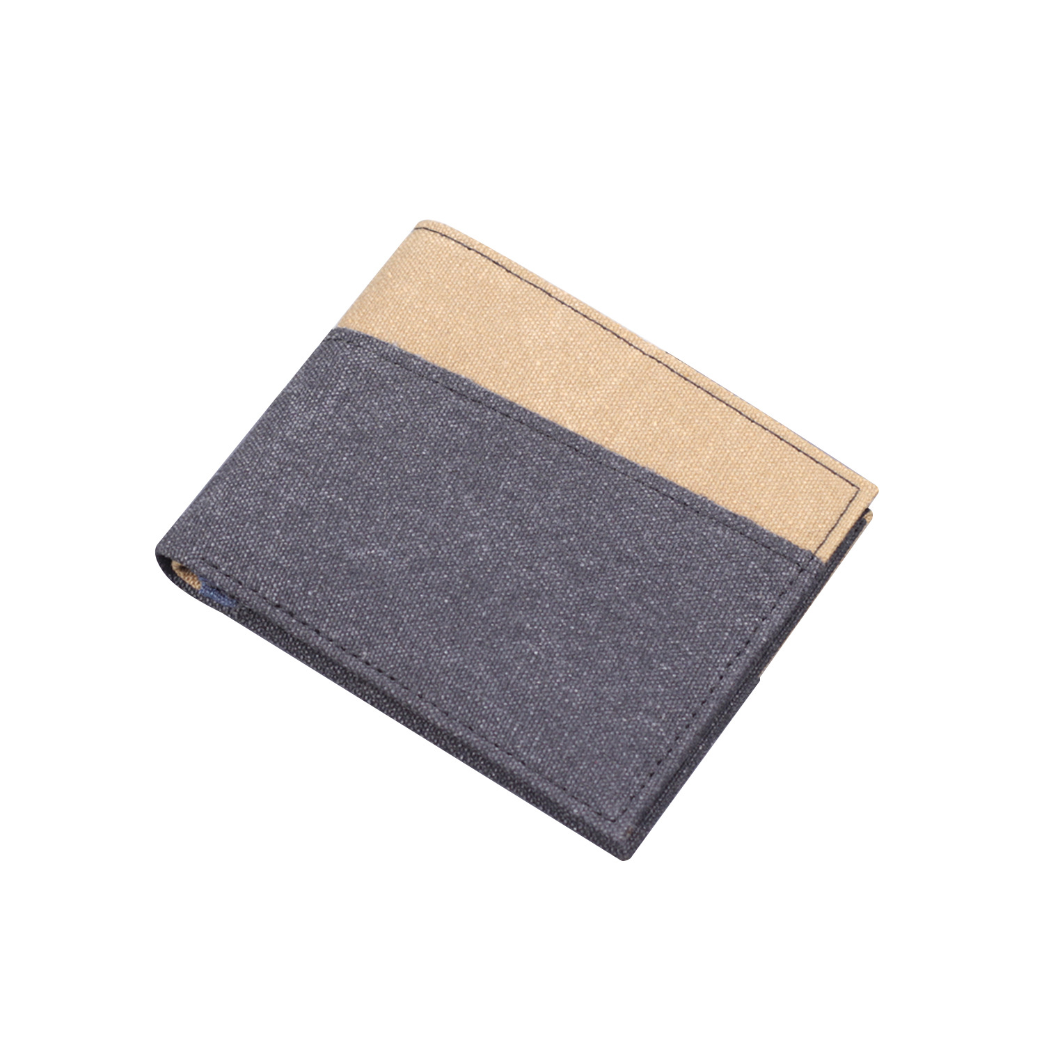 Cartera corta para hombre Cartera de cuero de lona Cartera para hombre Cartera de mezclilla de dos pliegues para hombre