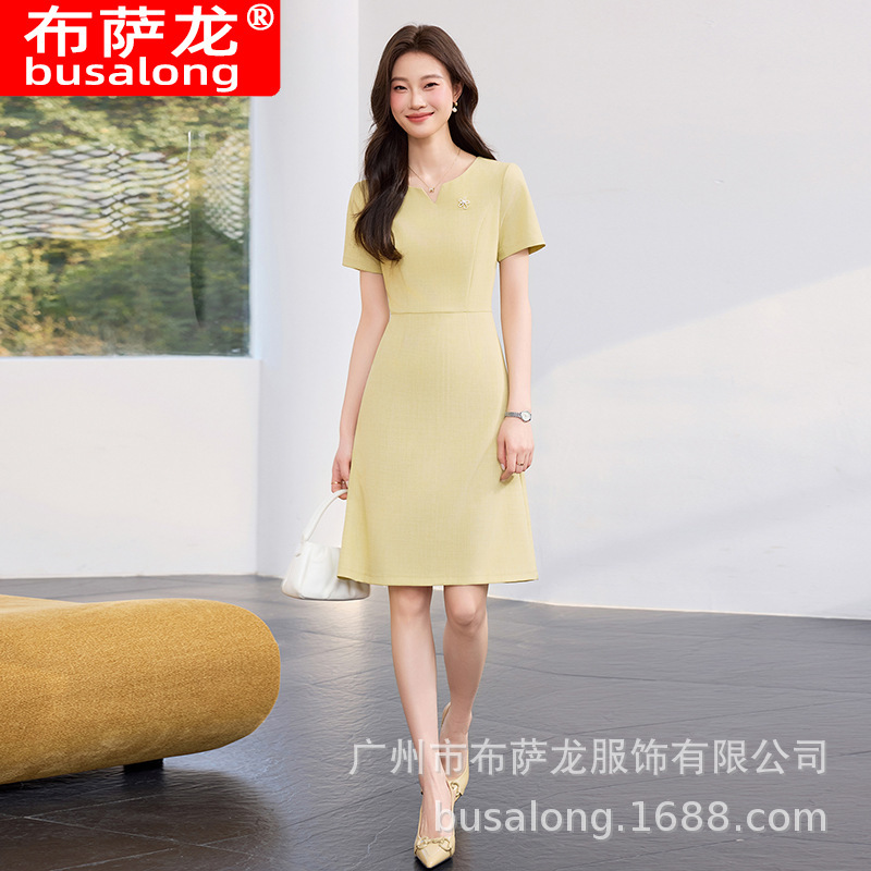 2026 New Busalong Dress Women's Sleeveless Off-Shoulder Professional Dress Work Clothing Factory Wholesale