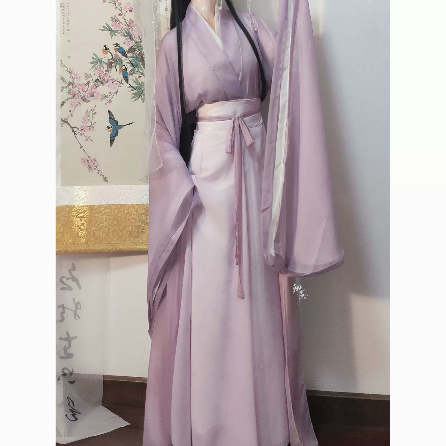 Cai Hongxuan Оригинальный Hanfu Muishan Purple Girl Вэй Цзиньфэн Цзяо воротник с широким рукавом