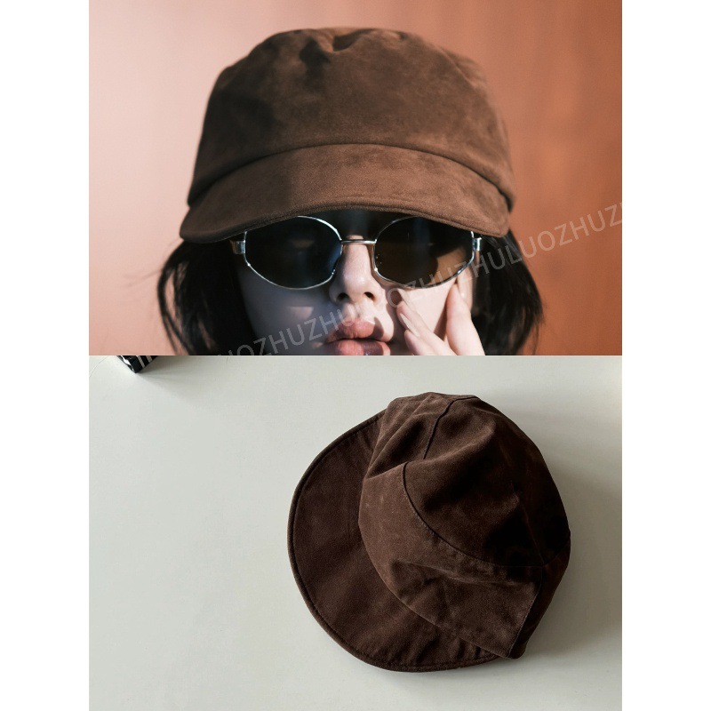 棕色帽子美拉德美拉德翻皮复古马术帽显白中古绒翻毛皮马术英伦风|undefined
