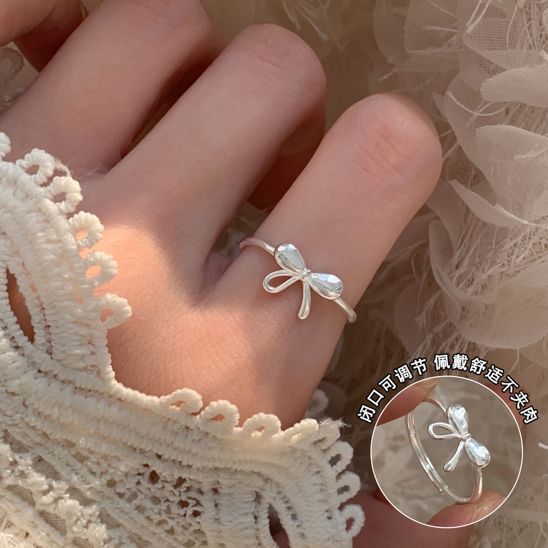 Xiaohongshu 新製品 S925 スターリングシルバーリング女性の夏インスタイルハイエンドニッチライト高級非退色シルバージュエリー|undefined