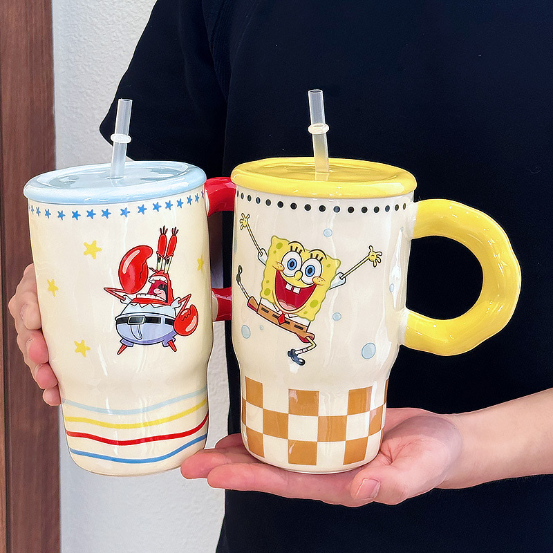 スポンジの赤ちゃんの派の大星のコップの女子学生の陶磁器のマグカップのカップルのコップの大容量の事務室の誕生日のプレゼント|undefined