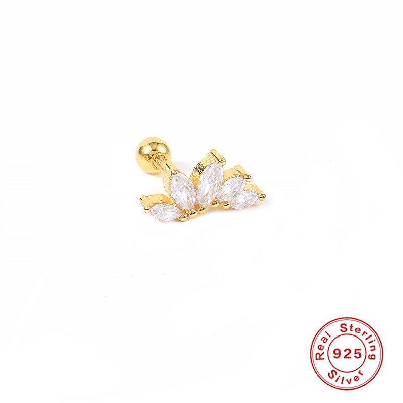 3g Weight Zircon Inlay Material Ear Studs Classification 1 Piece Quantity Daily Occasion 925 Sterling Silver Material Geometric Pattern Women'S Gender Plating Design Fashion Style 1 Piece Ear Cartilage Rings & Studs Fashion Geometric 925 Sterling Silver Plating Zircon 3