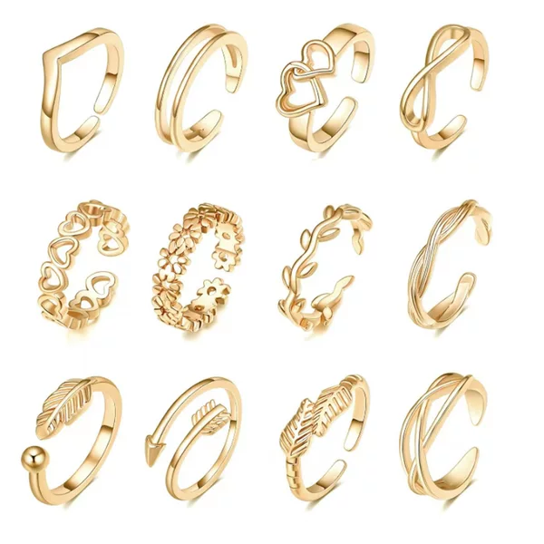 European and American beach alloy finger ring tail adjustable heart star moon opening personality high-end jewelry wholesale