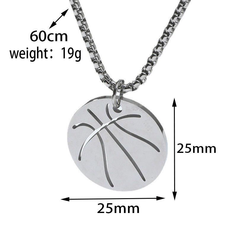 Stainless Steel Smooth Hollow Basketball Pendant Fashion Simple Titanium Steel Necklace display picture 1