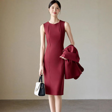 无袖背心连衣裙女春秋新款小个子气质女神范高级感西装内搭打底裙