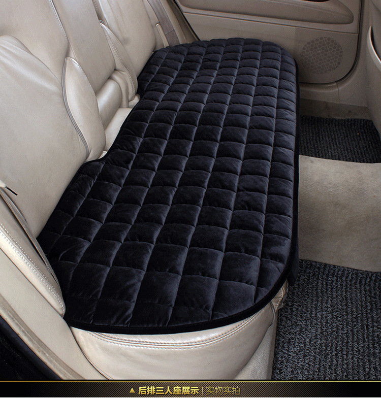 Car seat cushion winter short plush non-slip three-piece set, rear single-piece small three-piece checkered plush car seat pad