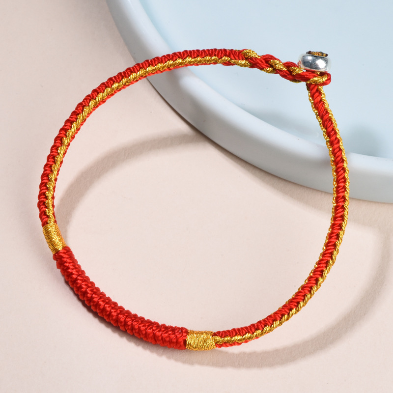 Dragon Knot Zodiac Year Red Rope Bracelet for Men, Hand-Woven 925 Silver Buckle Couple Bracelet, Female Student Foot Rope Wholesale