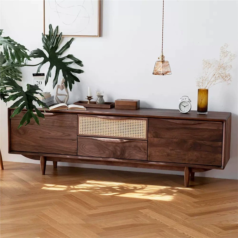 Скандинавский боковой шкаф для телевизора из цельного дерева Североамериканский шкаф для хранения вишни черный орех ротанг ТВ шкаф для хранения боковой шкаф