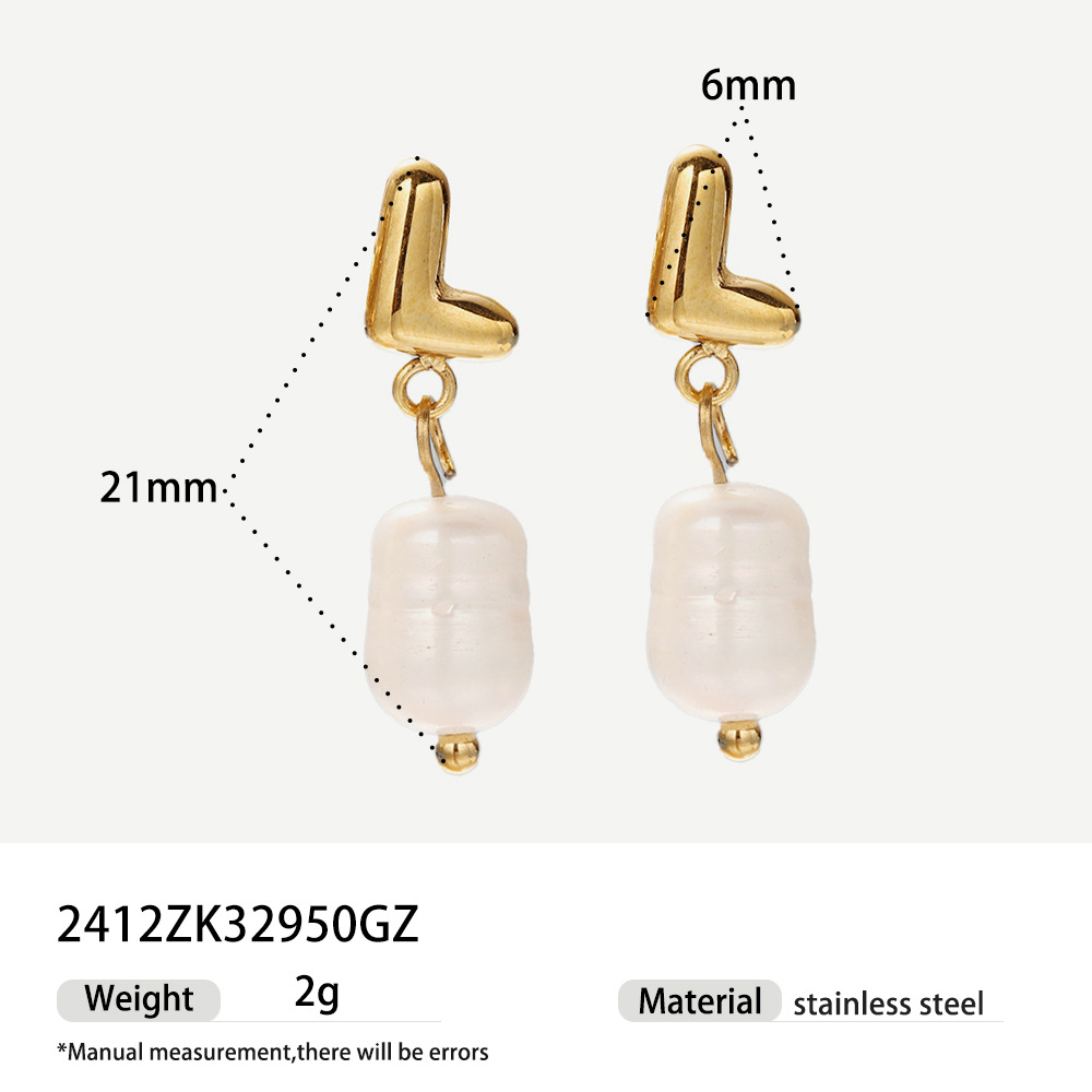 Alta europa y americana de acero inoxidable pendientes de perlas de alta calidad nicho simple joyería de acero de titanio letras pendientes de oro y plata mujeres
