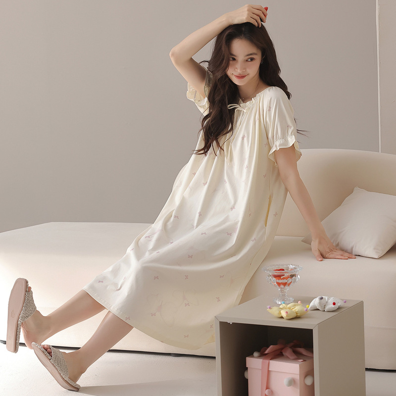 Women's Modal Cotton Nightgown Summer New Cool Girl Round Neck Babydoll One-Piece Dress Summer Plus Size Dress