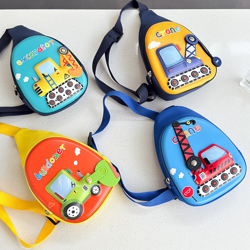 Bolso de moda estereoscópico para niños, caricatura para hombres y mujeres, bolso de pecho lindo excavador para niños, bolso de bebé con cáscara dura