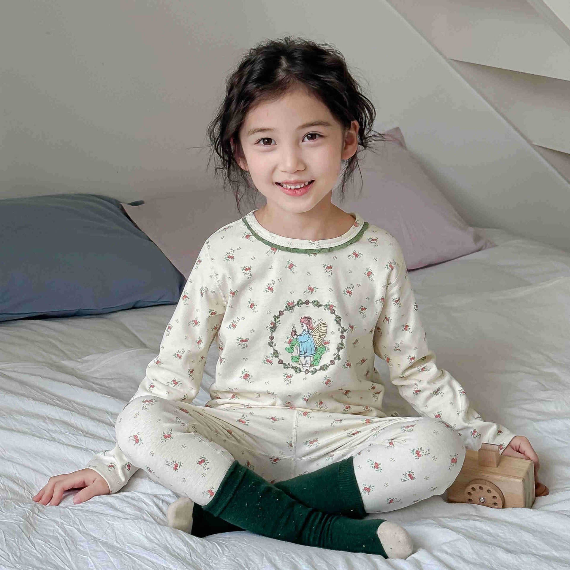 Children's Autumn Clothes and Autumn Trousers Boneless Type a Cotton Baby Spring & Fall Long-Sleeved Home Clothes Boys and Girls Pajamas Set Brushed