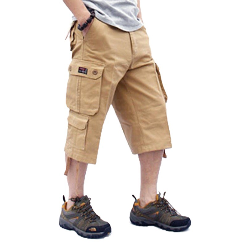 Verano hombres recortada trajes moda marca suelta más tamaño algodón recortada shorts hombres grasa color sólido recortada Pantalones