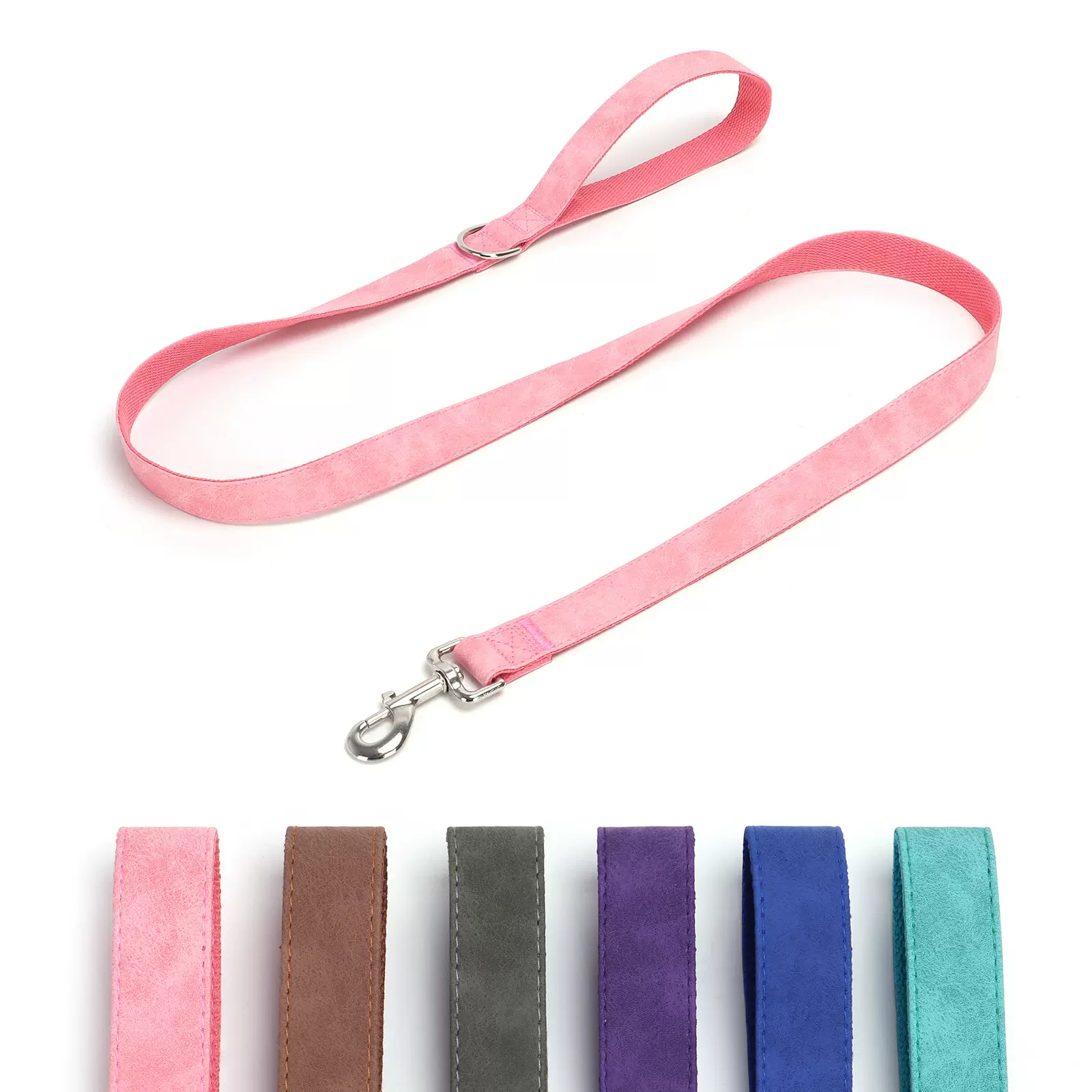 宠物牵引绳  PU亲肤皮革涤纶棉带锌合金钩溜狗高质量狗绳宠物拉带