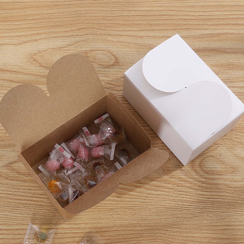 Simple par plegable caja de pastelería de color caqui tarjeta blanca papel kraft turrón caramelo galleta caja de internet celebridad caja de embalaje de alimentos