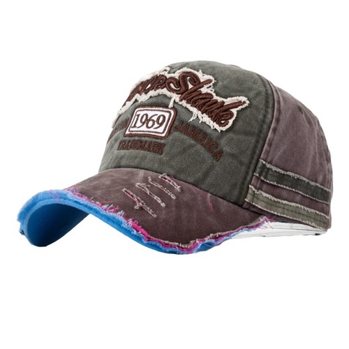 European and American old men's embroidered letters baseball cap driver's hat 1969 frayed peaked cap sports outdoor women's sun hat