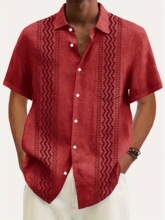 B 94821 Striped Short Sleeve Shirt Men �l�y��ʿ�r�� �羳