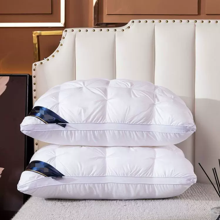 希尔顿扭花枕头枕芯五星级酒店高弹力羽丝绒立体枕家用护颈枕批发