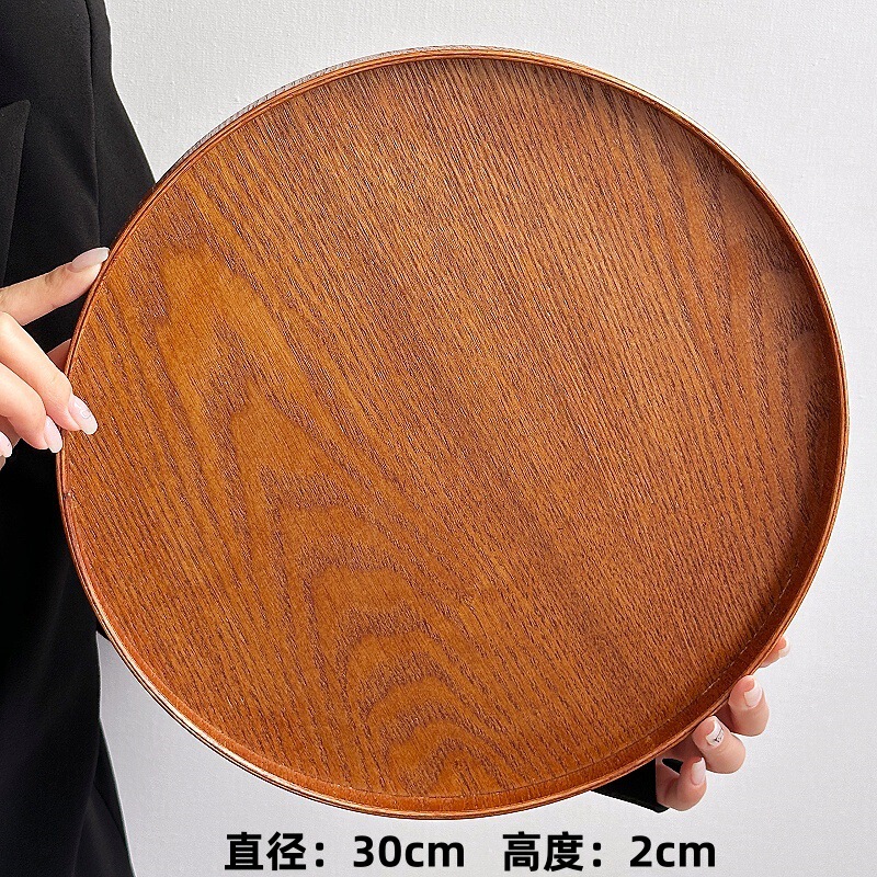 家庭用菓子茶皿皿カフェ円形菓子皿茶皿インスタ风レトロケーキ木制トレー|undefined