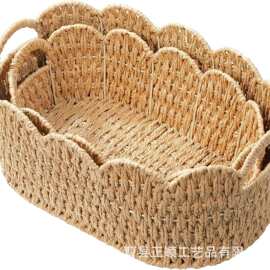纸绳编织收纳篮水果篮客厅零食杂物收纳筐蔬菜篮桌面化妆品整理篮