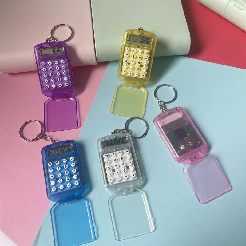 キーホルダー電卓ミニタイプ透明カバー学生用品電卓mini電卓クロスボーダー|undefined