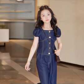 女童2026新款夏套装大童女装儿童夏季薄款牛仔衣服女孩巨好看夏装