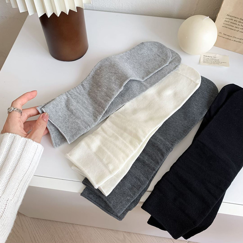 Gray Minimax Solid Color Socks Children's Soft Boneless Seam Korean-style All-match Stacking Socks Casual Middle-tube Lazy Sense