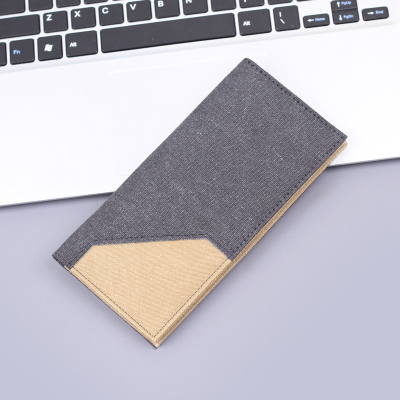 Nueva cartera de lona de hombre larga cartera de denim cartera de tarjeta de hombre cartera de cuero multicapa bolsa de traje para hombres
