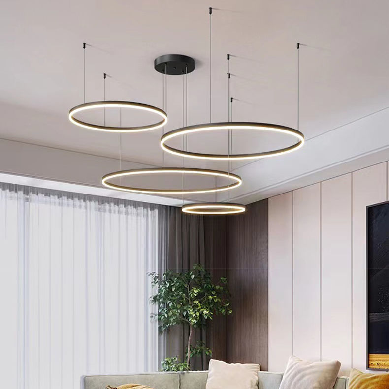 2025 atmósfera anular sala de estar lámpara de la sala de comedor círculo lámpara de la mesa moderna simple de bajo perfil lámpara de lujo ligera