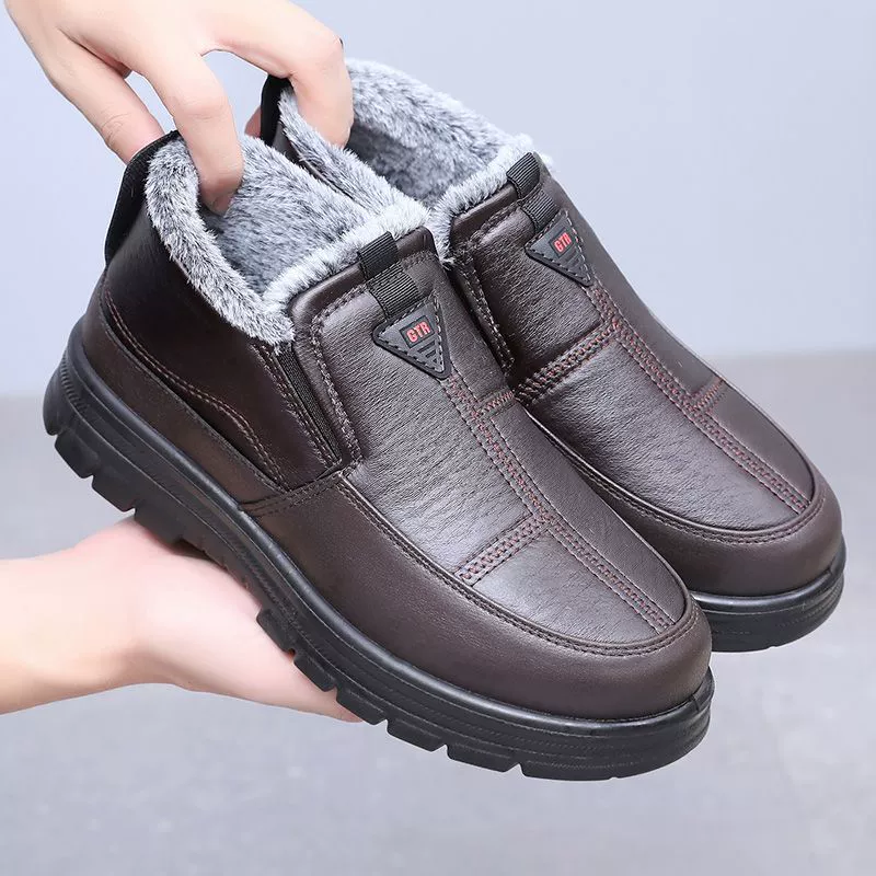Зимняя новая теплая хлопчатобумажная обувь плюс бархат утолщенный средний и пожилой папы обувь водонепроницаемый нескользящий досуг холодные сапоги для пожилых людей