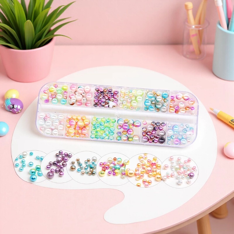 Cross-border 12-grid long box rivet magic color edging pearl horse eye acrylic sequins rhinestone nail stickers jewelry Cross-border 12-grid long box rivet magic color edging pearl horse eye acrylic sequins rhinestone nail stickers jewelry