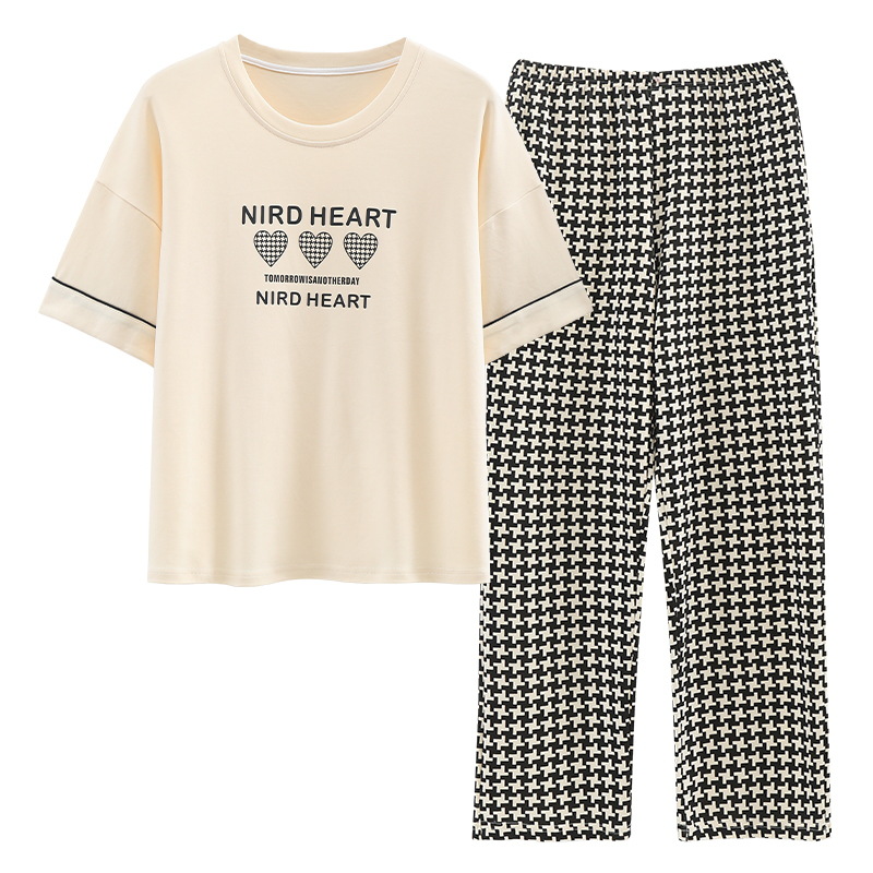 Conjunto de Pijamas de Algodón a Rayas para Mujer Suelto y Transpirable para Verano