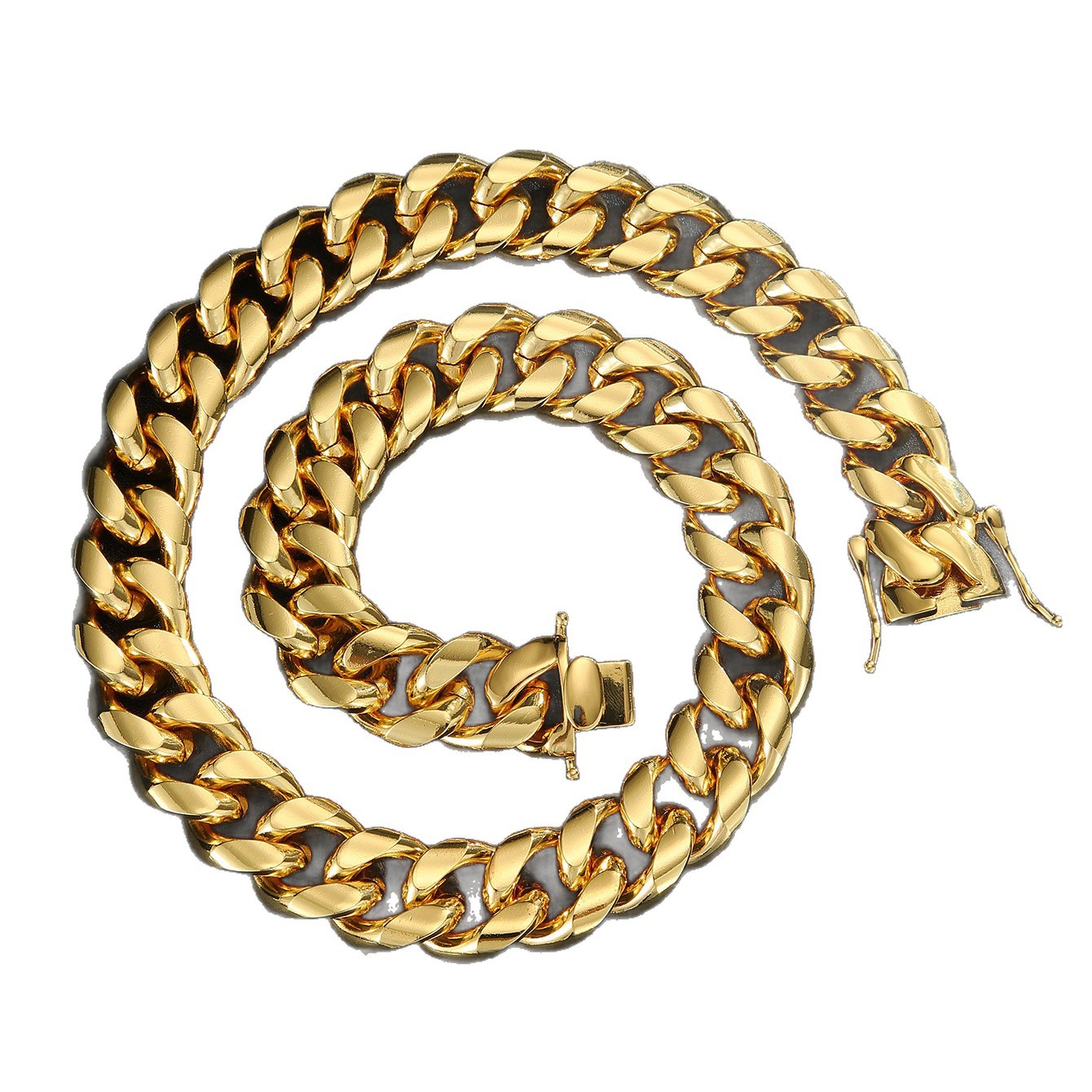 Hombre hip hop europeo y americano 6 - 22 mm de acero inoxidable de varios tamaños, molienda redonda, cabeza de dragón encriptada, collar de pulsera cubana