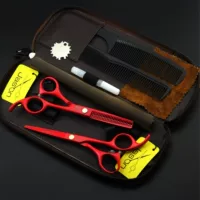 JASON /Jason HD-52/ 5.5-дюймовые красные ножницы для волос, плоские ножницы, ножницы с зубцами, тонкие ножницы набор