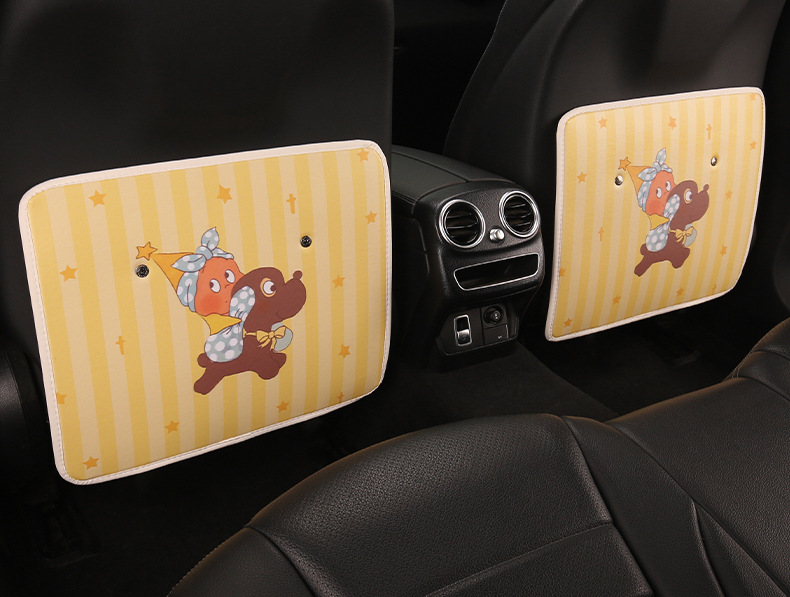 Star Man Women's Cute Cartoon Chair Back Anti-Kick Pad Car Seat Back Anti-Fouling Pad Long Style with Storage Strap