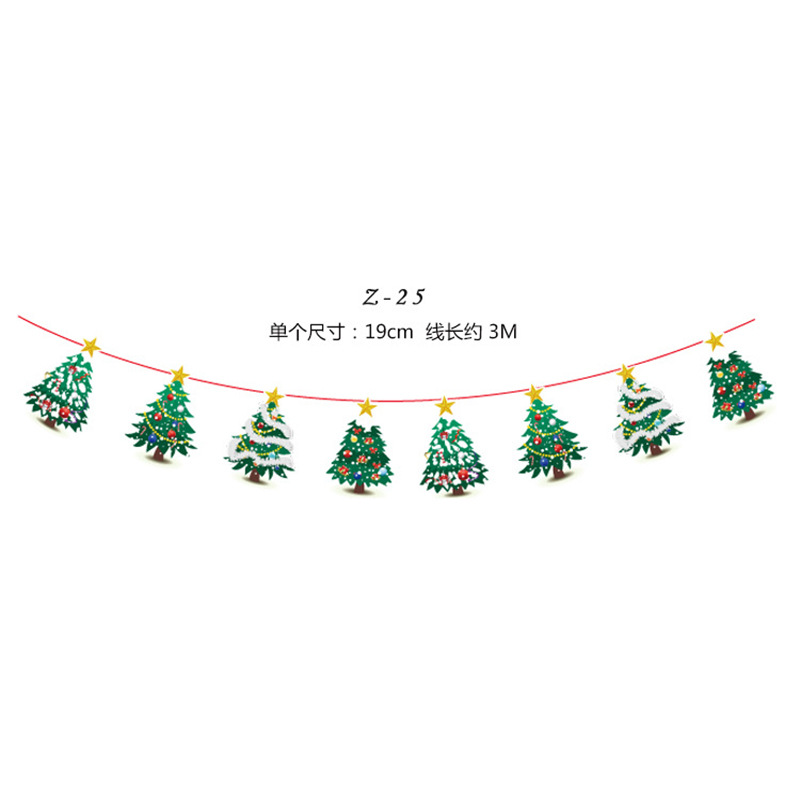 Banderas navideñas transfronterizas en stock, 24 tipos de banderas de dibujos animados, decoraciones navideñas al por mayor de fabricantes, admiten pedidos de lotes mixtos.