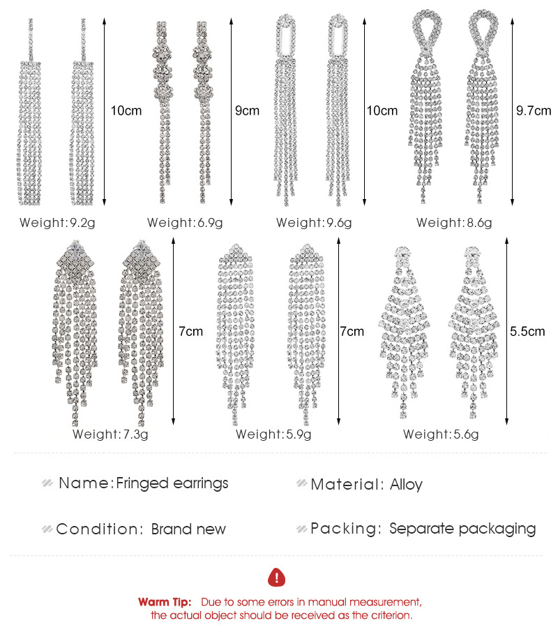 Exaggerated Tassel Rhinestone Drop Earrings For Women Elegant Style_voghion.com