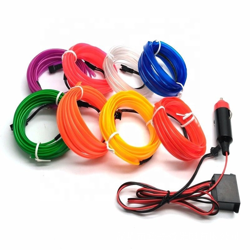 3m Car Led Cold Light Strip with Edge, 3m Meter Interior Atmosphere Light Strip, Clip-On Luminous Strip, Cigarette Lighter, 9 Colors