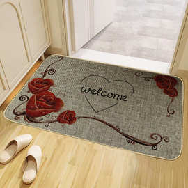 k148-180卡通入户门垫子防滑浴室加厚橡胶亚麻地垫吸水耐脏蹭脚垫