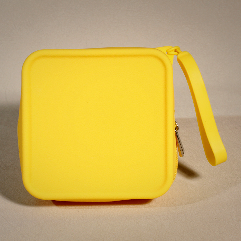 노란 가죽 사각 가방 13*13*4.5CM