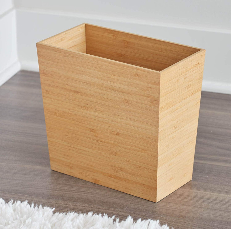 Bamboo Kitchen Office Durable Stylish Storage Basket Open Garbage Basket Natural Bamboo Trash Can
