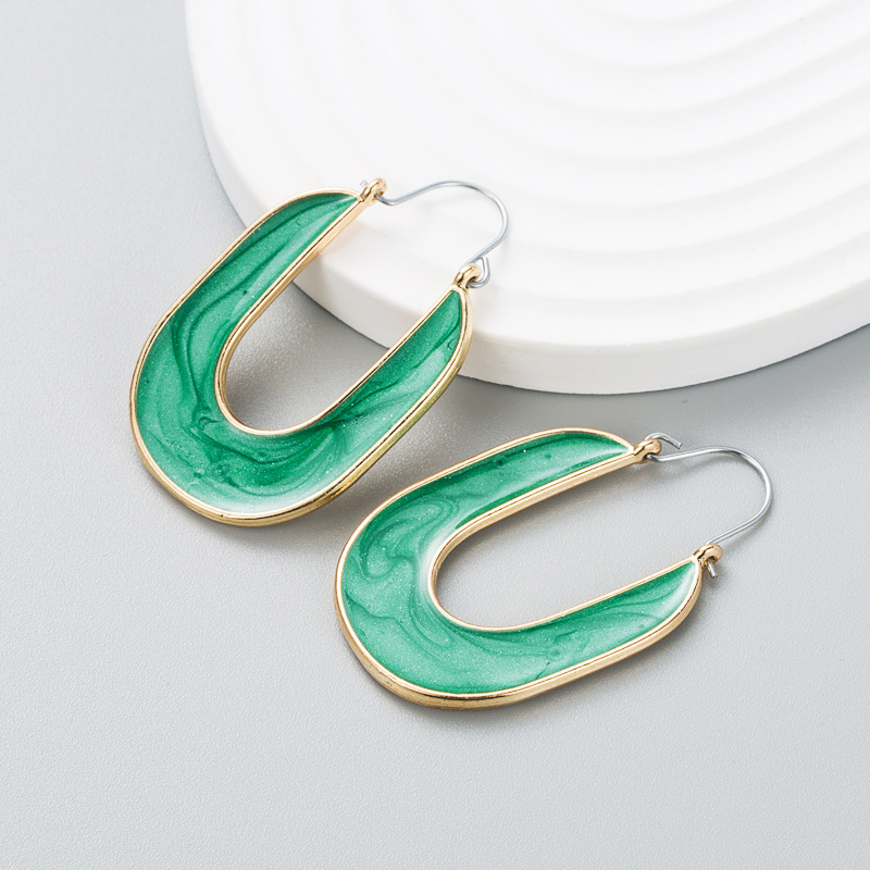 Simple Alloy Resin Geometric Niche Design Hollow Earrings display picture 6