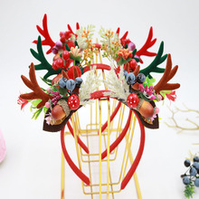 圣诞节头饰装扮森系小鹿角发箍发卡发夹饰品发光圣诞头箍发饰女