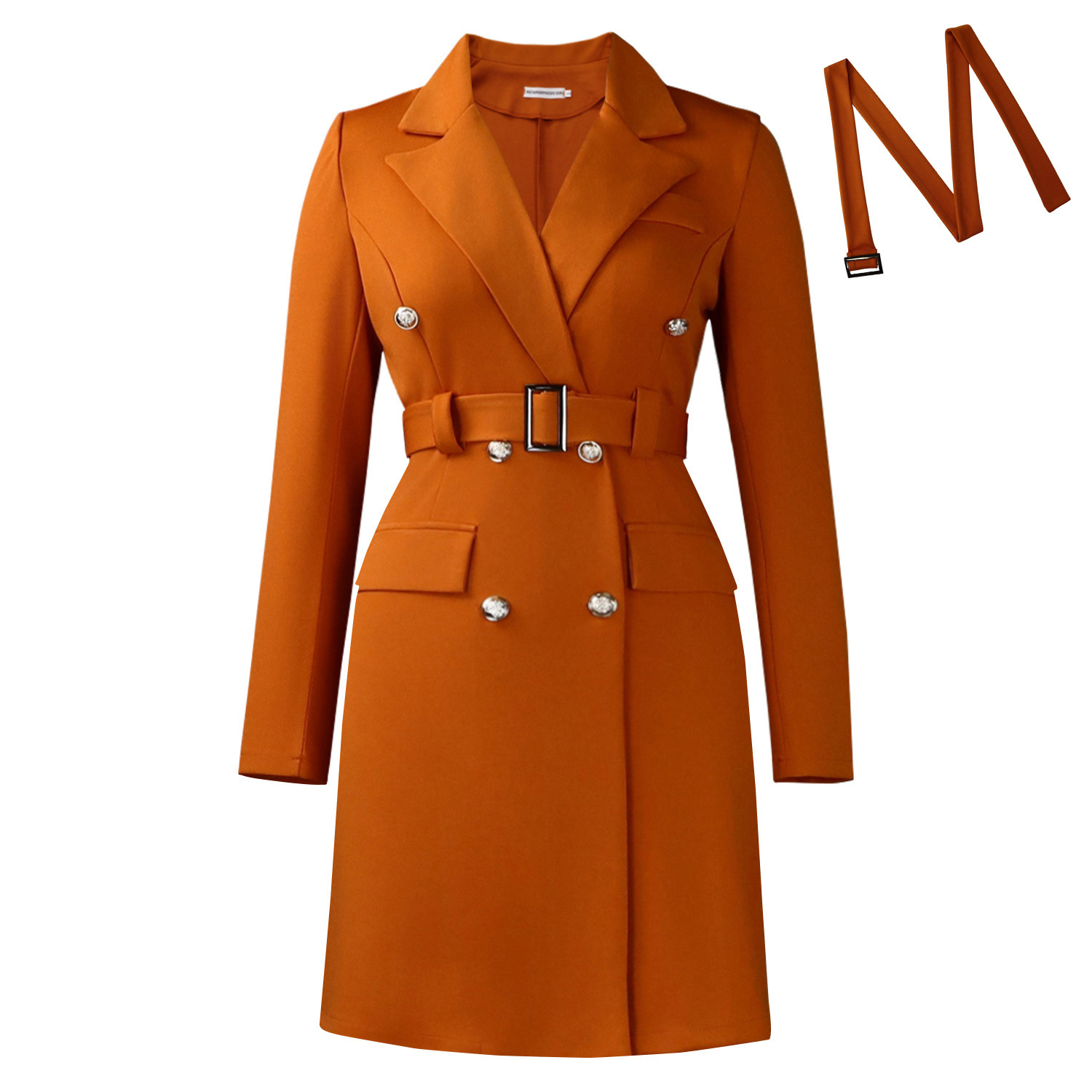 Long Sleeve Bodycon Dress Double Breasted Solid Color Elegant Style Perfect for Autumn and Winter Wholesale