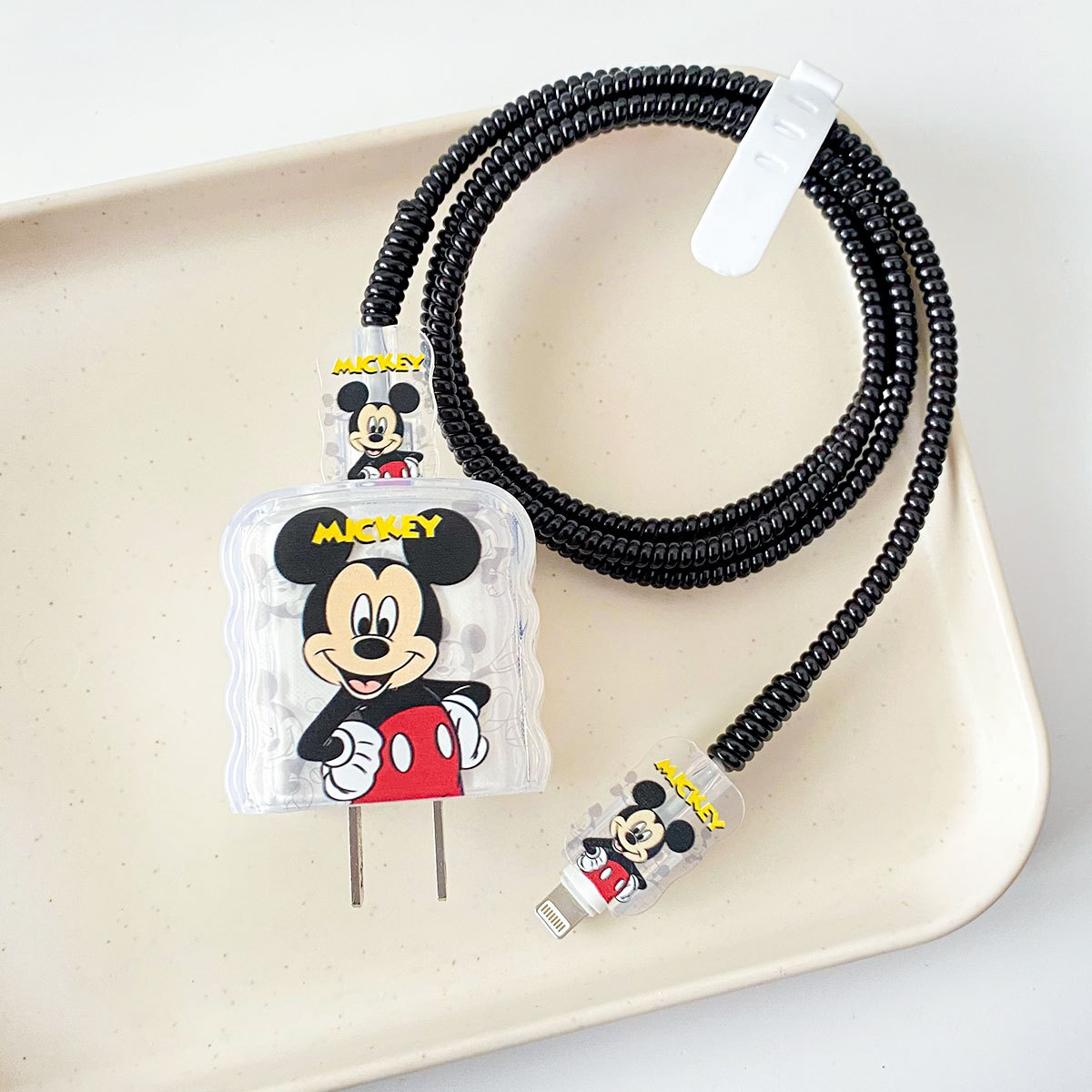 Apple 20w-아킴보 미키 오버레이 헤드기어+웨이브 라인 클립+ 1m 블랙 로프+화이트 스트랩