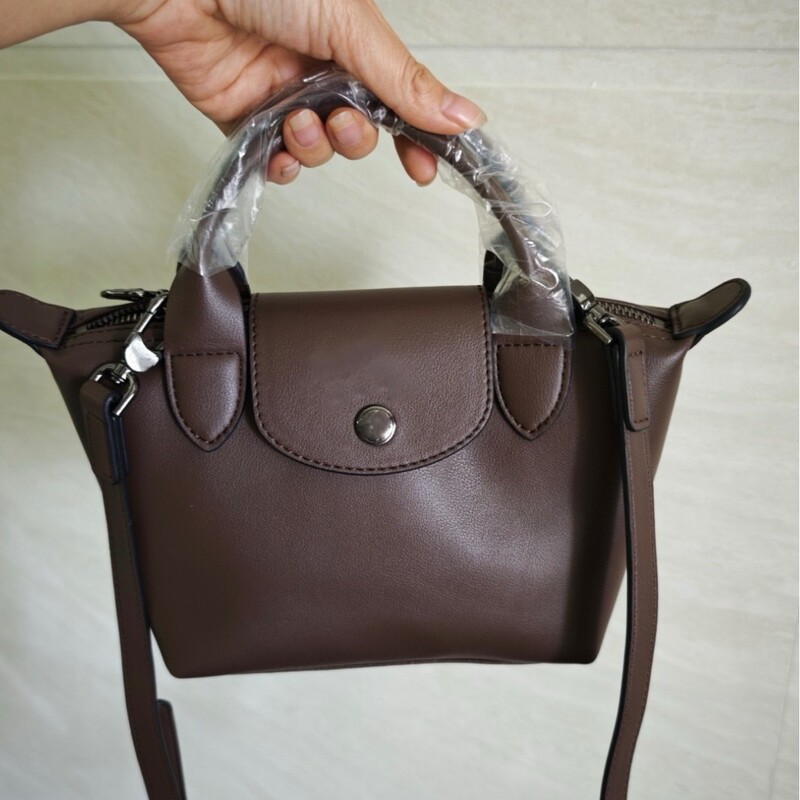 High-quality Longjia cowhide mini small dumpling bag, handbag, shoulder bag, fashionable versatile women's bag, commuter bag, tote bag