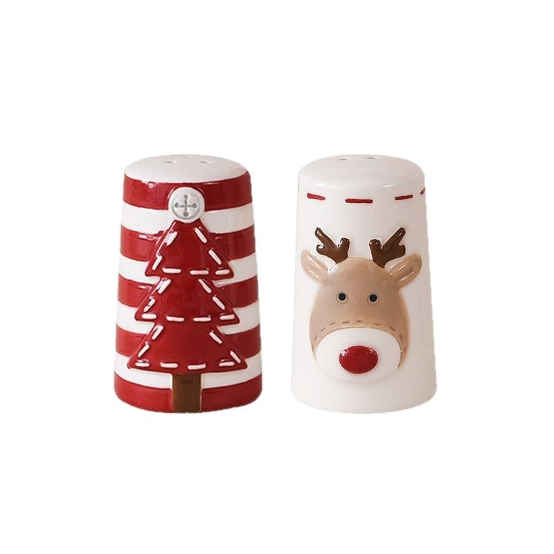 Navidad nueva botella de sal de cerámica pimienta Santa reno botella de sal de cerámica pimienta artefacto de cocina